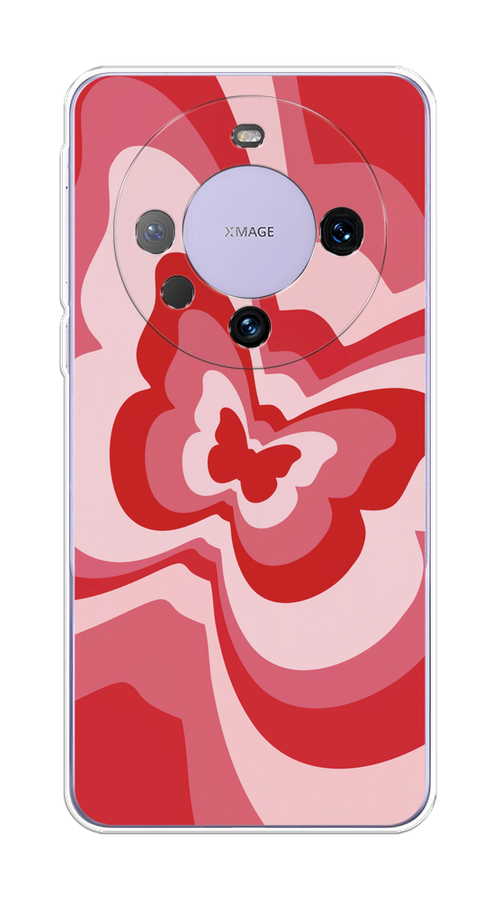 

Чехол на Huawei Mate 60 Pro "Бабочка в стиле хиппи", Красный;розовый, 6122250-1