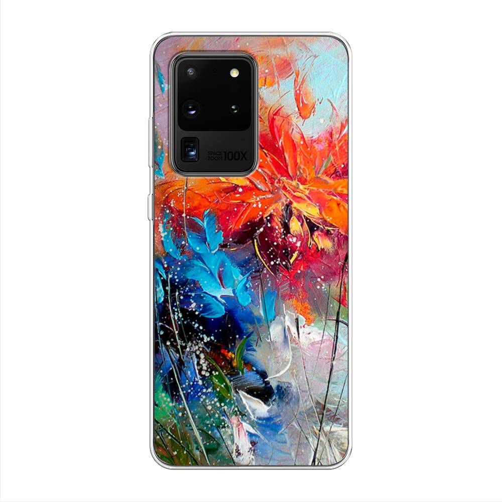 

Чехол на Samsung Galaxy S20 Ultra "Абстрактные цветы", Оранжевый;синий, 29450-4