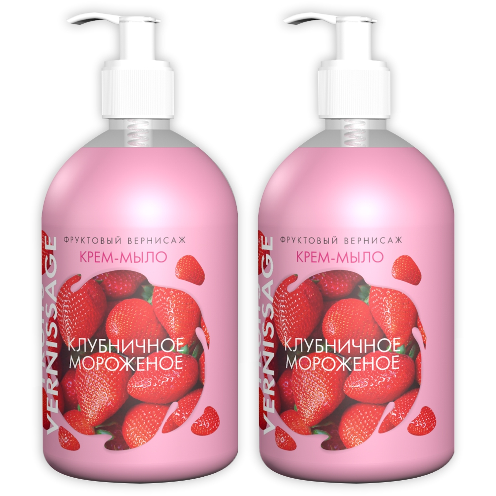 Комплект Крем-мыло Фруктовый вернисаж Клубничное мороженое 750 мл х 2 шт.
