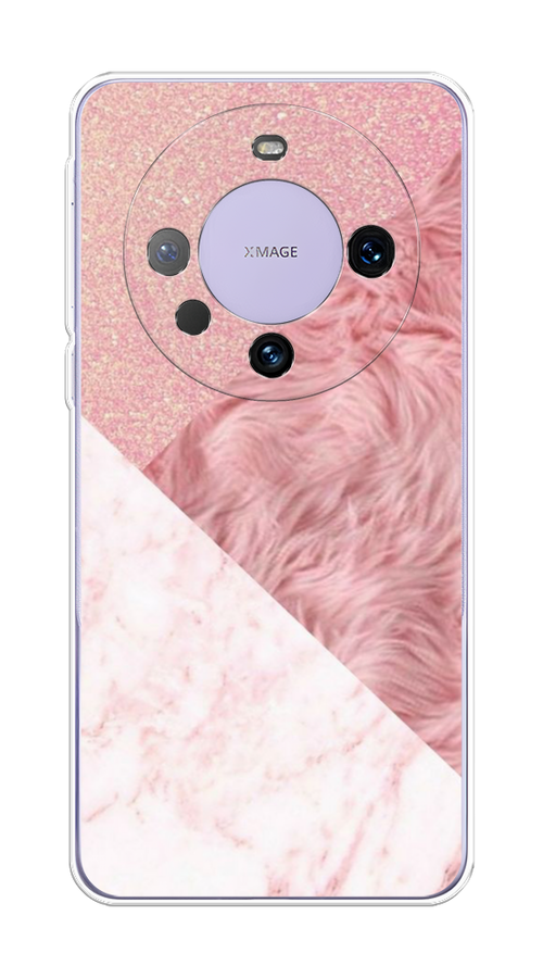 

Чехол на Huawei Mate 60 Pro "Текстурные треугольники", Розовый;белый, 6122250-1