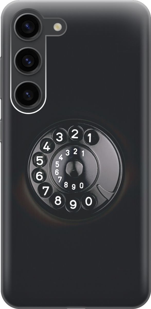 

Силиконовый чехол на Samsung Galaxy S23 с принтом "Диск телефона", Серый;черный, 158298