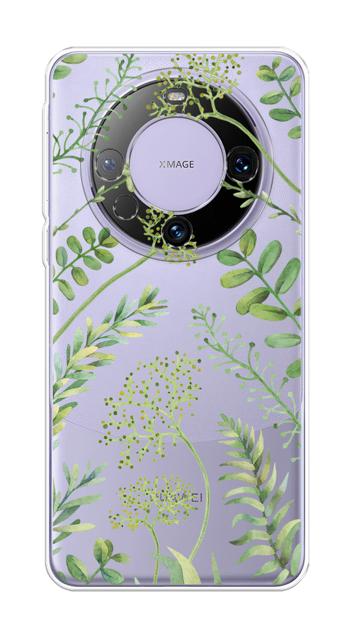 

Чехол на Huawei Mate 60 Pro "Green Leaves", Зеленый;прозрачный, 6122250-1
