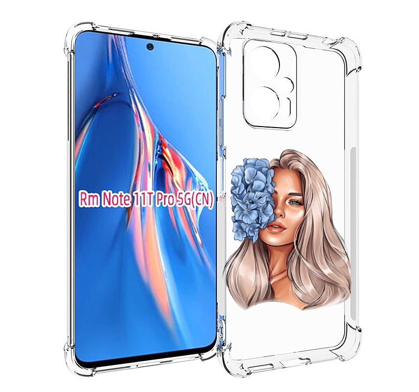 

Чехол MyPads блондинка-с-голубыми-цветами женский для Xiaomi Redmi Note 11T Pro / 11T P..., Прозрачный, Tocco