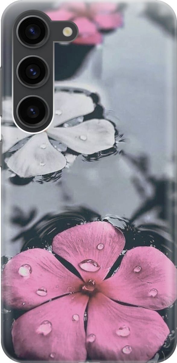

Силиконовый чехол на Samsung Galaxy S23 с принтом "Фиалки в воде", Розовый;серый, 158297