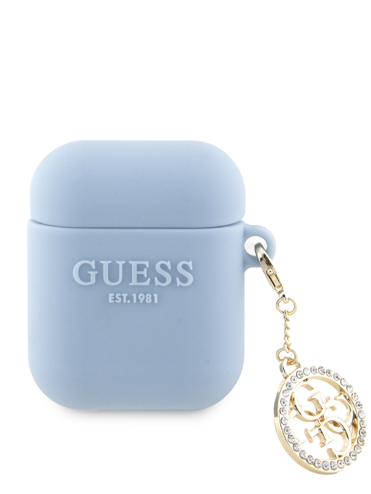 Чехол Guess для Airpods 1/2 silicone with 4G Diamond charm Light Blue 600014707039 голубой