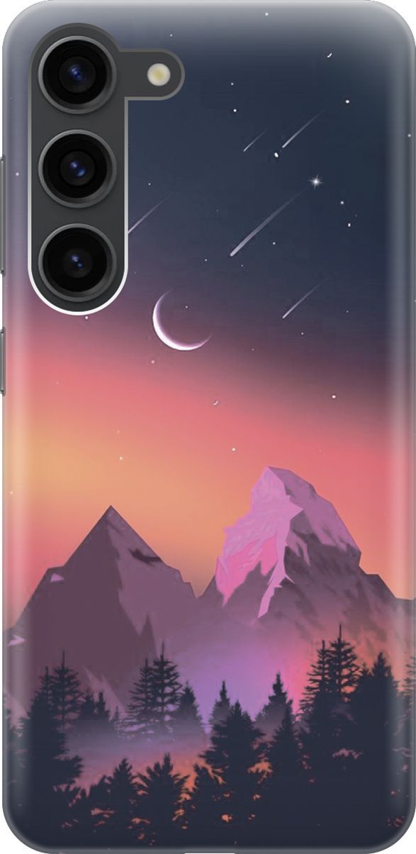 

Силиконовый чехол на Samsung Galaxy S23 с принтом "Горы и звездопад", Оранжевый;черный, 158300