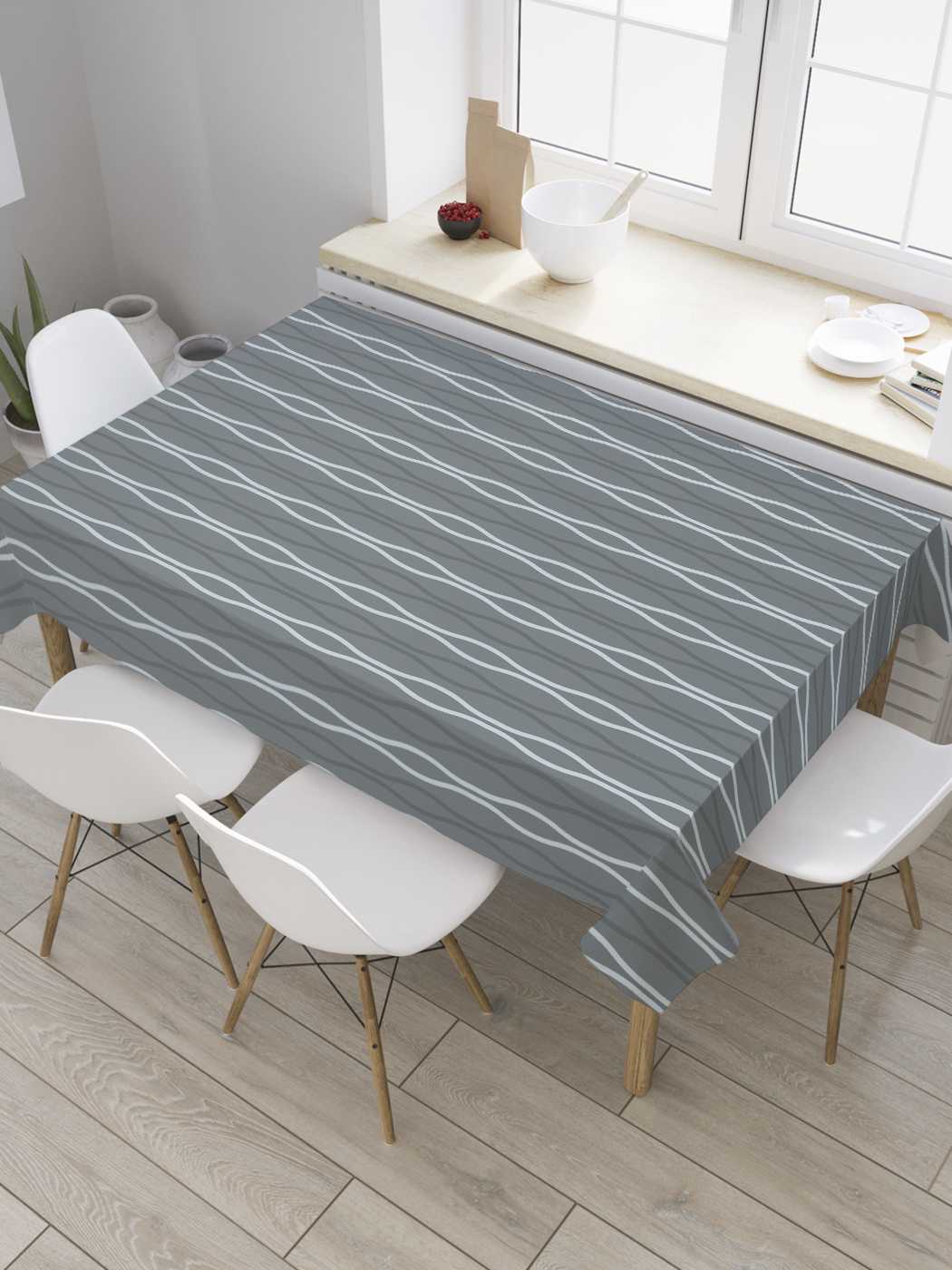 

Скатерть прямоугольная JoyArty "Вертикальные волны" из оксфорда, 120x145 см, Серый, Вертикальные волны