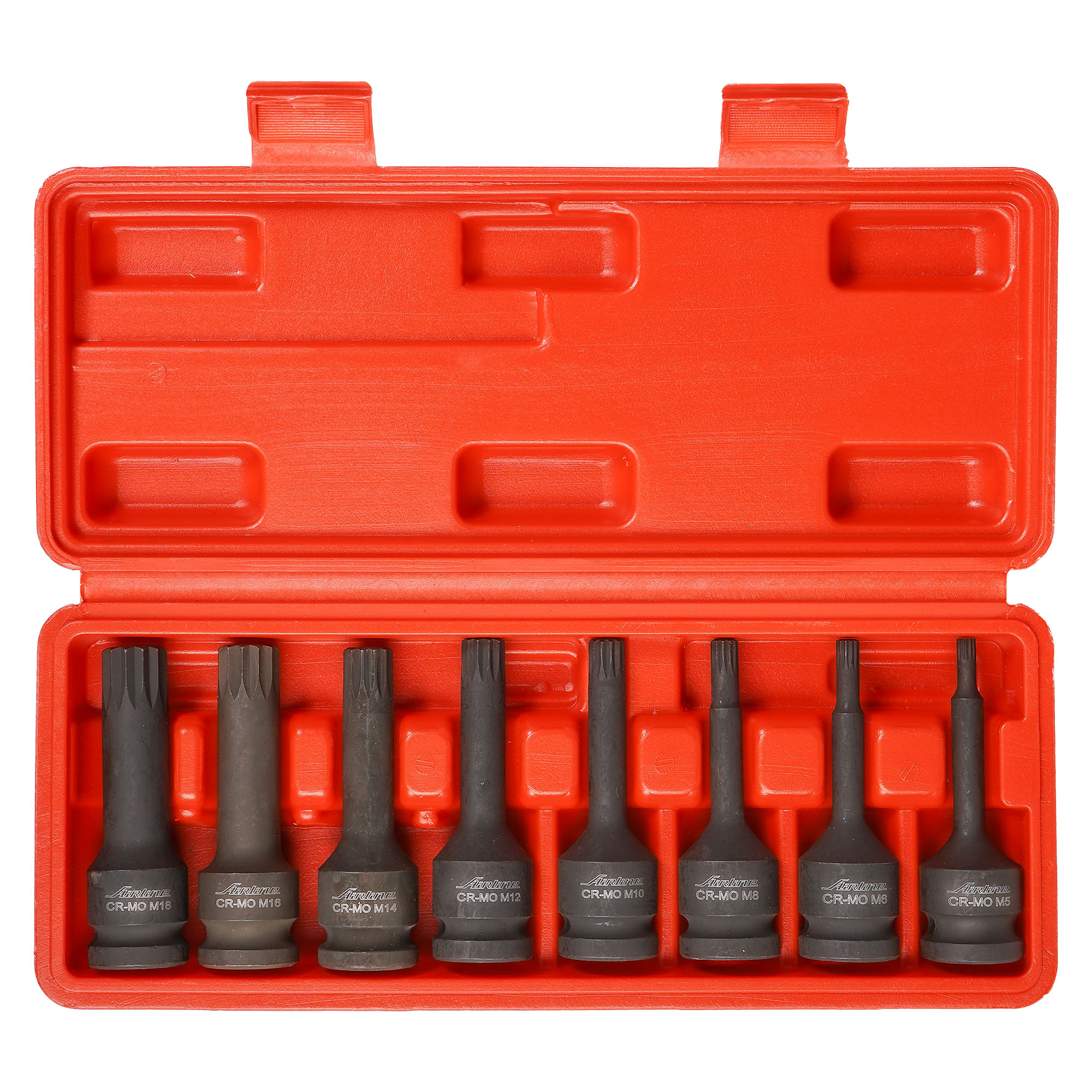 

Набор Голов.Ударн.1/2"78мм Внешний Spline 8пр.(M5,M6,M8,M10,M12,M14,M16,M18)Кейс AIRLINE а