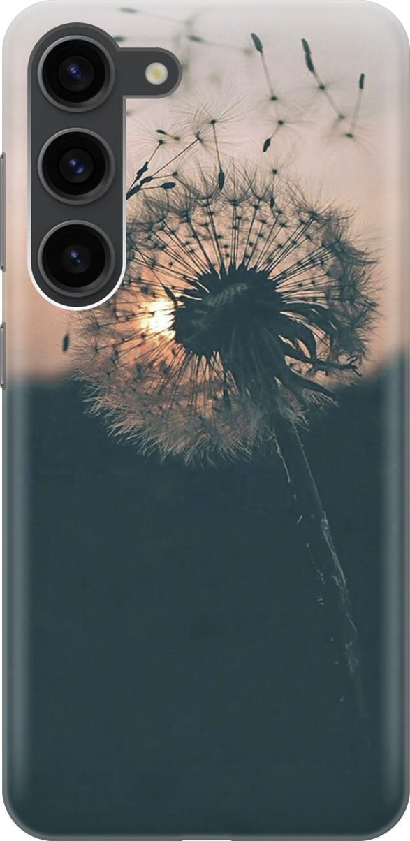 

Силиконовый чехол на Samsung Galaxy S23 с принтом "Одуванчик на закате", Серый;черный, 158297