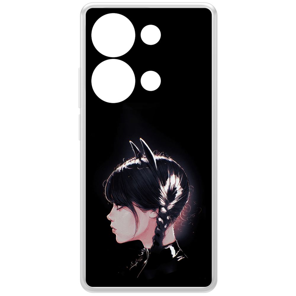 

Чехол-накладка Clear Case Уэнсдей Аддамс - Кошка Уэнсдей для Xiaomi Redmi Note 13 Pro 4G, Прозрачный
