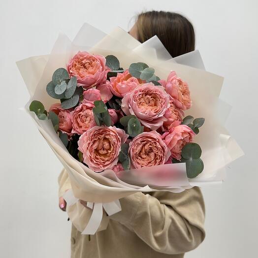 Букет цветов Boom Bouquet кустовая роза джульетта, 5шт, розовый