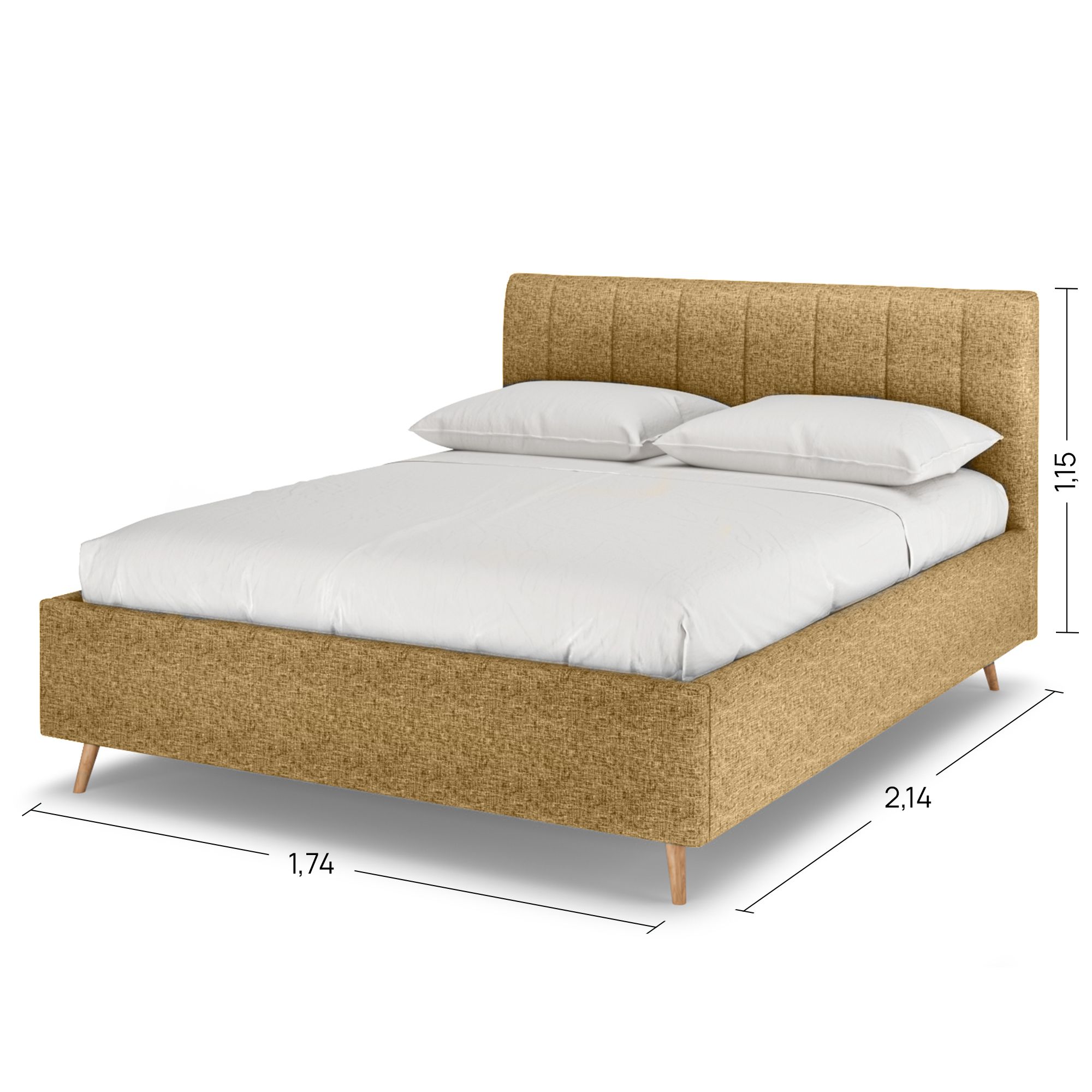 

Двуспальная кровать Армос Rooney 160х200 без ПМ Рогожка Bingo 32 Бежевый, Разноцветный, Rooney