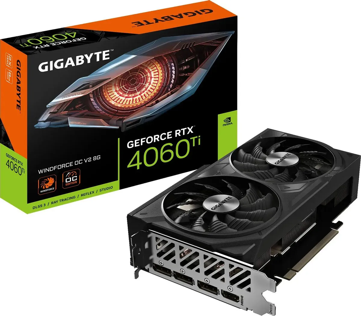 

Видеокарта Gigabyte GeForce RTX 4060 Ti 2580 МГц 8 Гб, Черный, GIGABYTE GeForce RTX 4060 Ti WINDFORCE OC V2