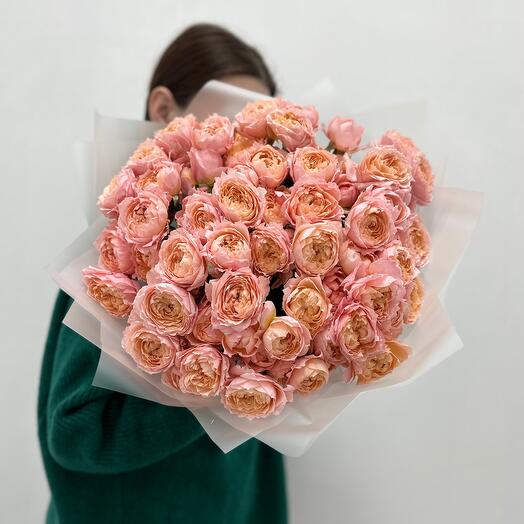 

Букет цетов Boom Bouquet кустовая роза джульетта 50 см 15 шт розовый