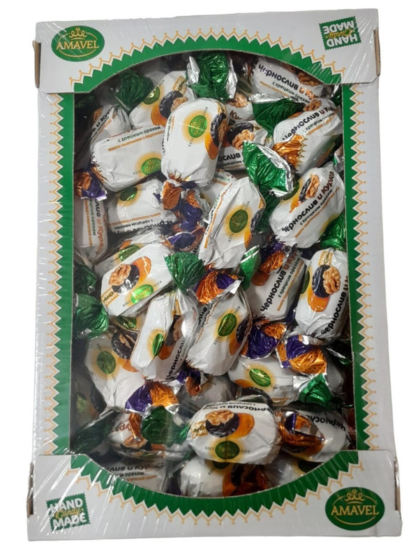 Конфеты Amavel Чернослив и курага с грецким орехом глазированные, 1 кг