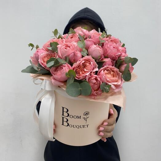 

Коробка цветов Boom Bouquet роза джульетта 25см розовый