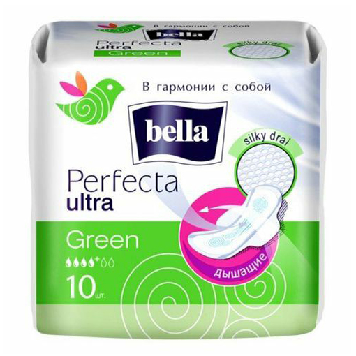 

Прокладки женские Bella Perfecta Ultra Green гигиенические 3 капли 10 шт, Зеленый