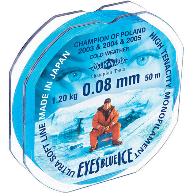 

Леска зимняя Mikado EYES BLUE ICE 0,08 (50 м) - 1.20 кг., ZHD-008