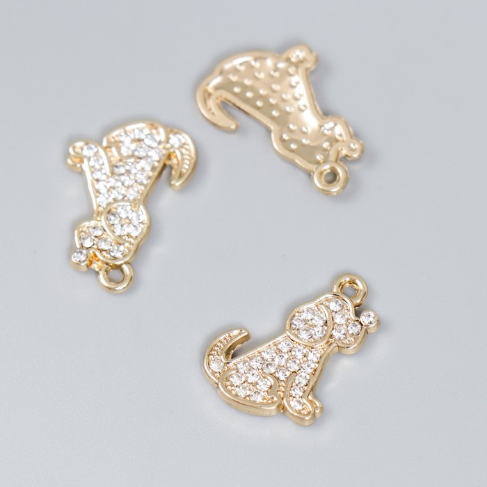 

Декор для творчества Арт Узор металл Собака стразы 1,7х1,2 см, 3шт, Золотистый