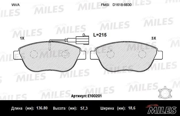 

Колодки тормозные OPEL CORSA D CDTi 06- передние SemiMetallic Miles E100201