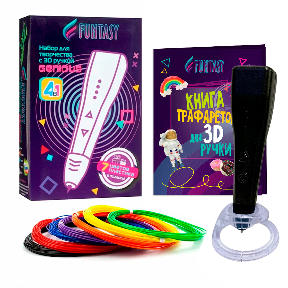 

Набор для творчества с 3D-ручкой Funtasy GENIOUS цвет Черный, GN-FPN04
