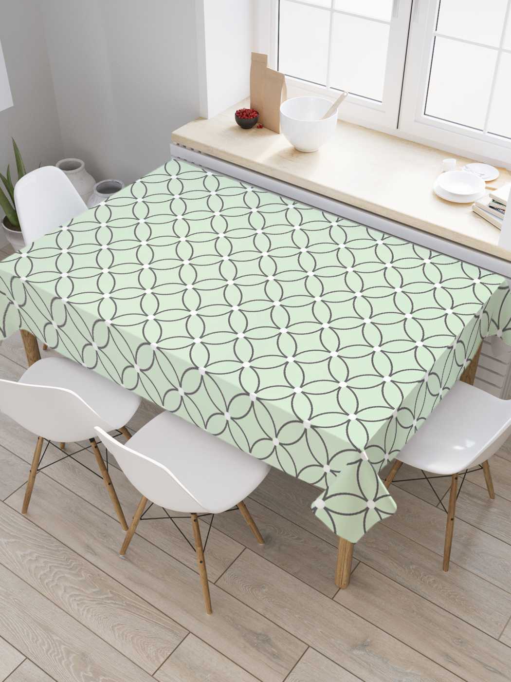 

Скатерть прямоугольная JoyArty "Наложение окружностей" из оксфорда, 120x145 см, Зеленый, Наложение окружностей