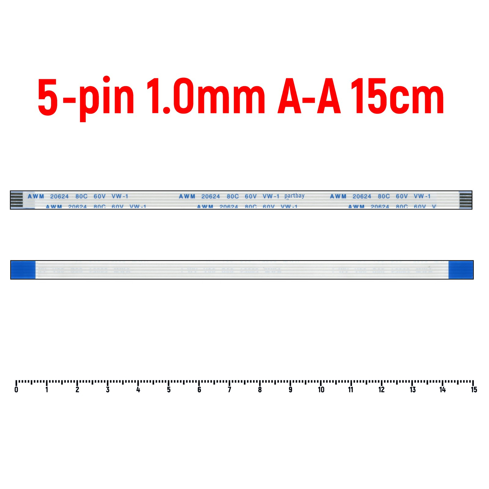 Шлейф FFC 5-pin Шаг 1.0mm Длина 15cm