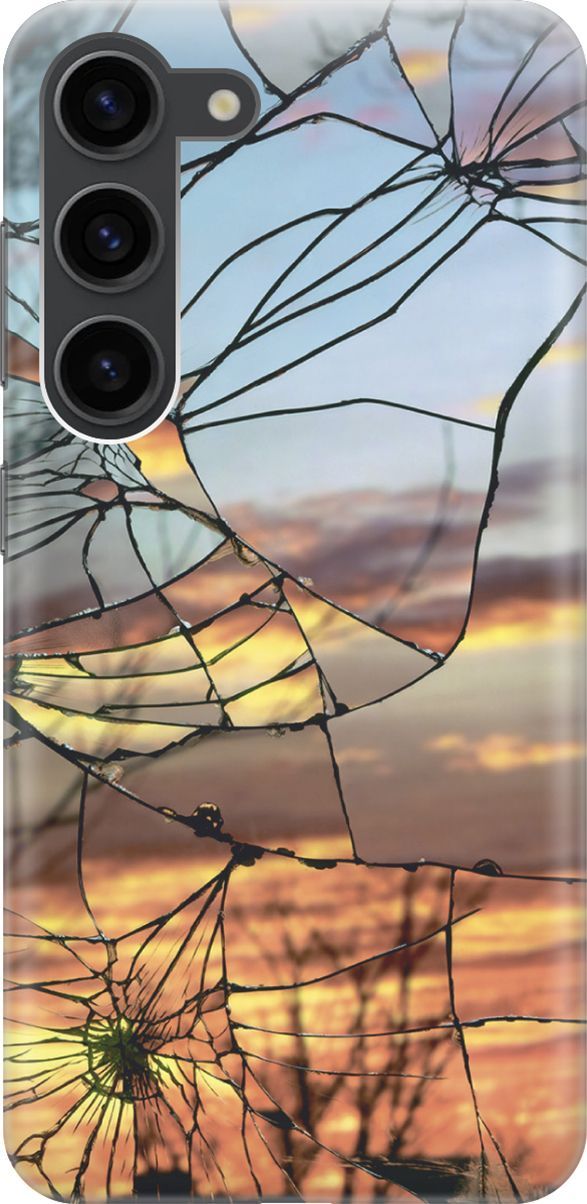 

Силиконовый чехол на Samsung Galaxy S23 с эффектом блеска "Небо в трещинах", Голубой;оранжевый, 158296