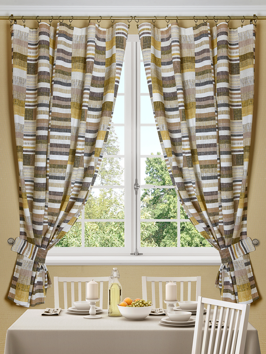 

Комплект штор Обуховская мануфактура Геометрик 135х180 см коричневый с подхватами, Хлопок