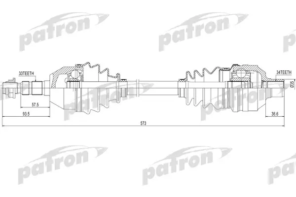 

Полуось правая 33X573X34 OPEL: ASTRA H 1,3 CDTI 05- PATRON PDS0422