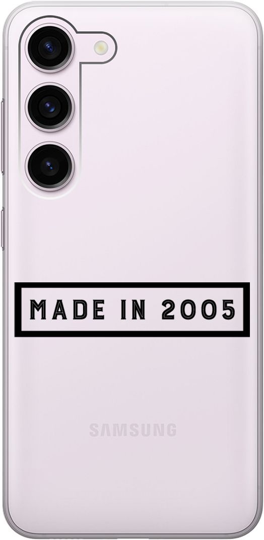 

Силиконовый чехол на Samsung Galaxy S23 с 3D принтом "2005" прозрачный, Прозрачный;черный, 158304