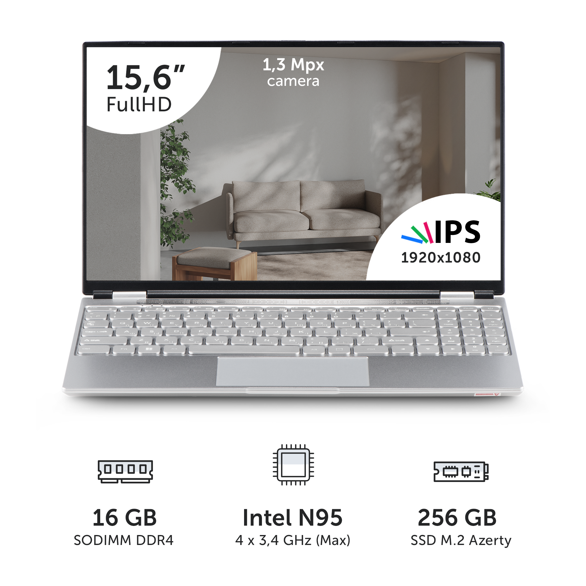 

Ноутбук Azerty AZ-1527 серебристый, AZ-1527