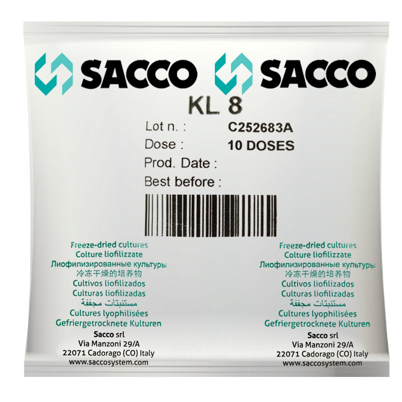 Закваска Sacco KL 8 - 10U на 10000 литров молока