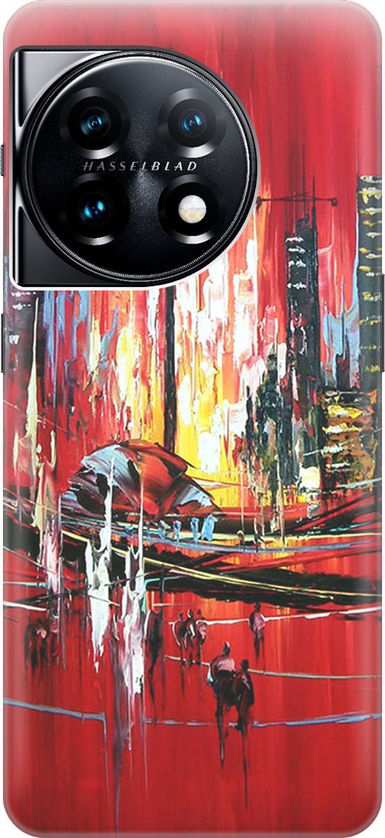 

Силиконовый чехол на OnePlus 11 с принтом "Акварельный город", Красный;черный, 159472