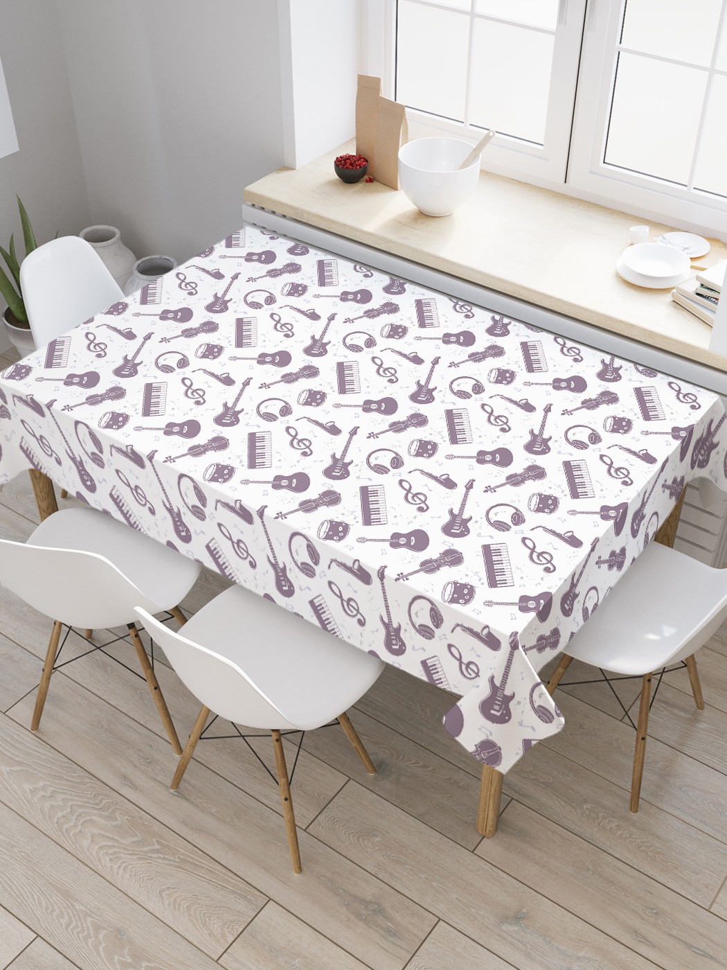 

Скатерть прямоугольная JoyArty "Музыкальные инструменты" из сатена, 180x145 см, Белый, Музыкальные инструменты