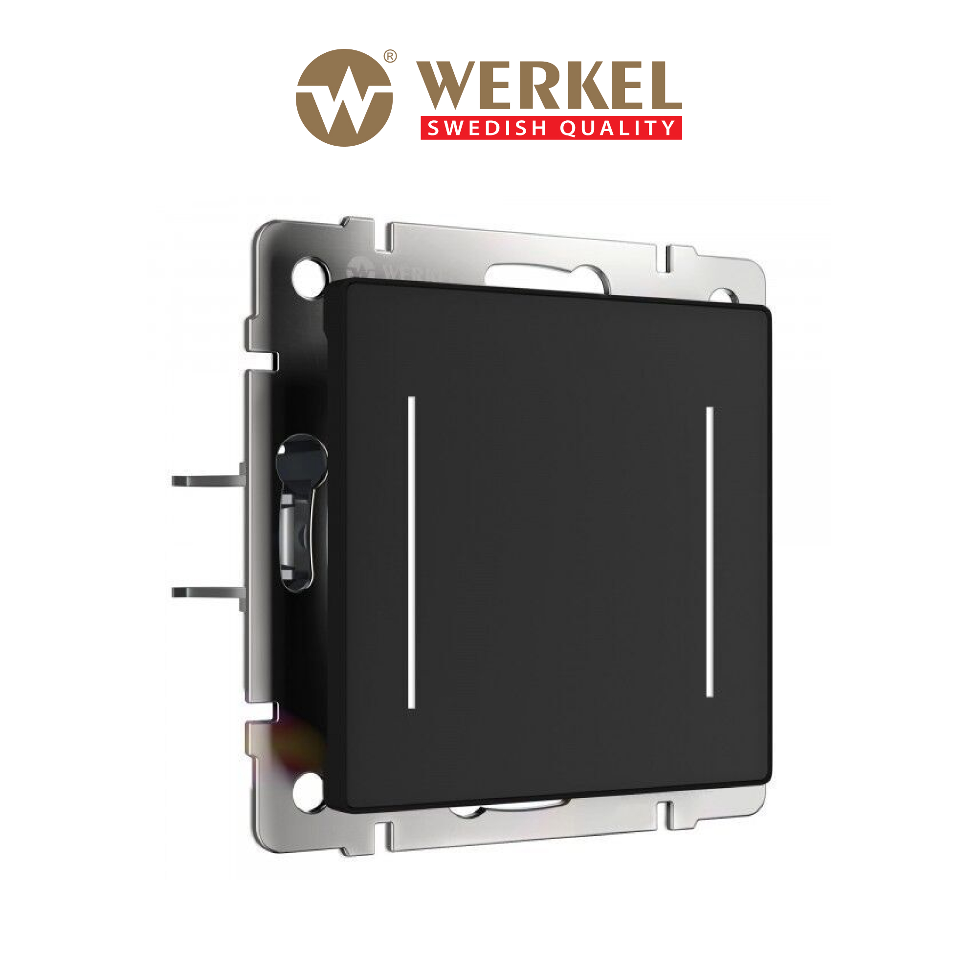 фото Умный сенсорный выключатель двухклавишный werkel w4523008 черный 1000 вт soft touch