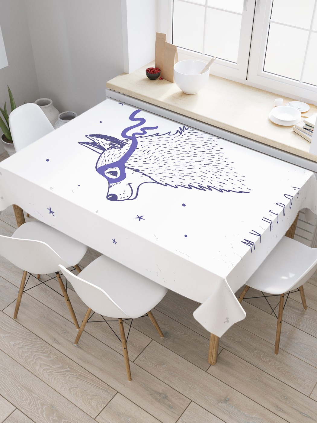 

Скатерть прямоугольная JoyArty "Мой герой" из сатена, 180x145 см, Белый, Мой герой