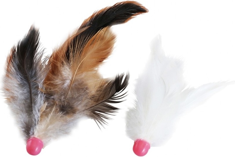 Игрушка для кошек Japan Premium Pet имитация птички из натуральных перьев