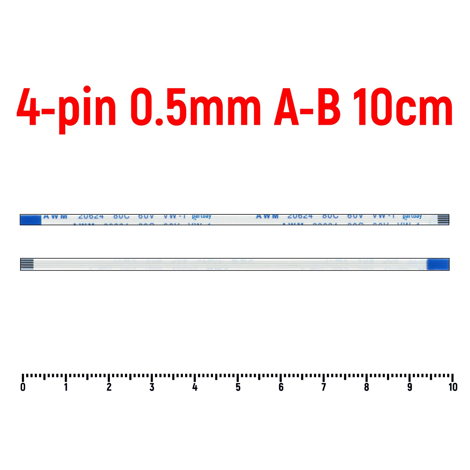 

Шлейф FFC 4-pin Шаг 0.5mm Длина 10cm