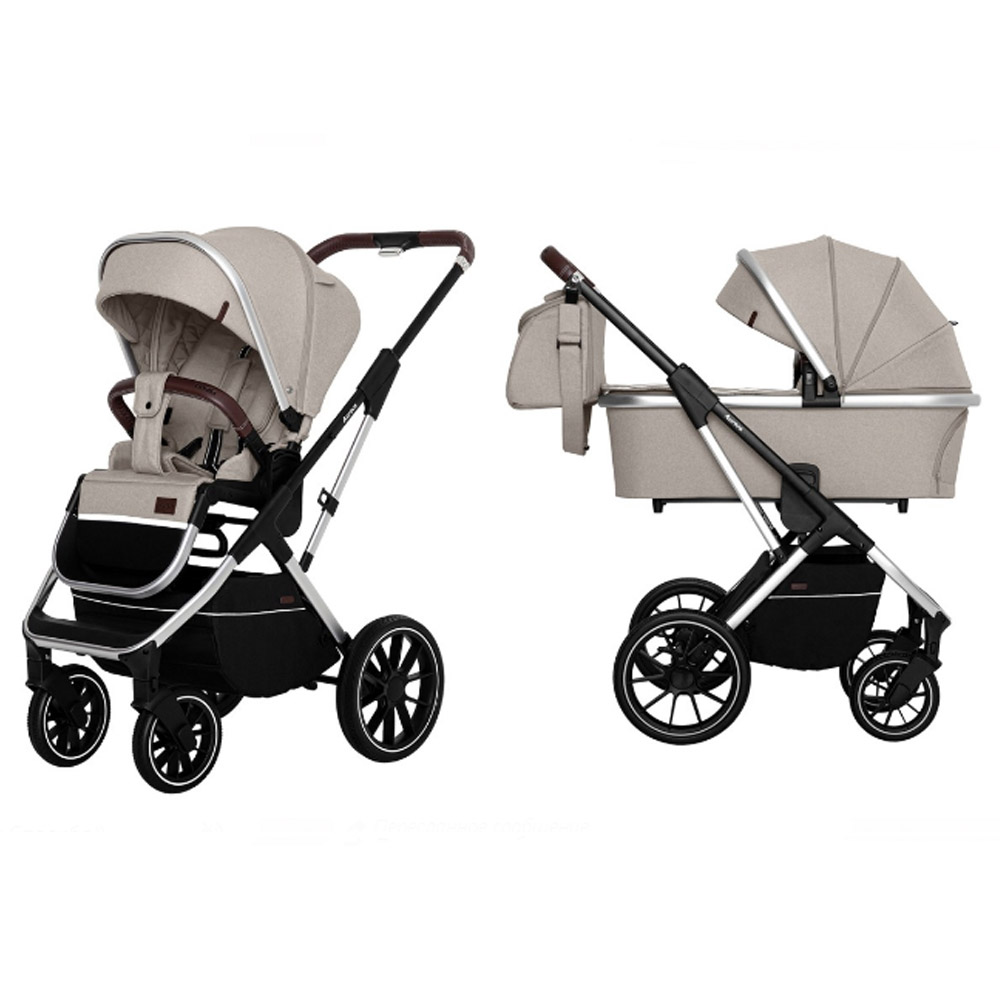 

Коляска 2в1 Carrello Aurora CRL-6505, Almond Beige Cеребристая рама регулируемая ручка, Aurora 2 в 1 CRL-6505