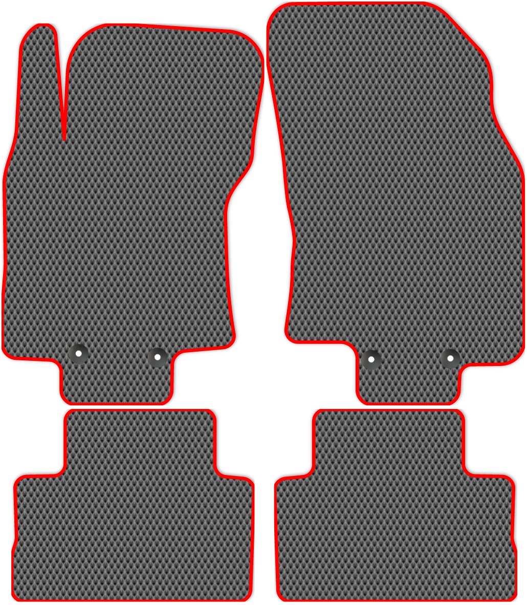 

Коврики ЭВА в салон для Nissan Qashqai 2 2016 - Н.В., 4 шт. серый, красный кант, 3738-S4YL-H