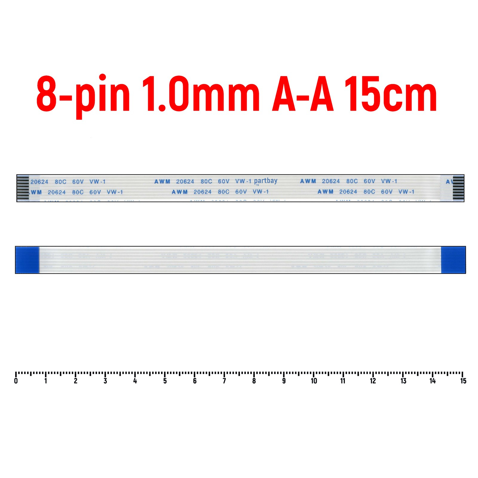 

Шлейф FFC 8-pin Шаг 1.0mm Длина 15cm