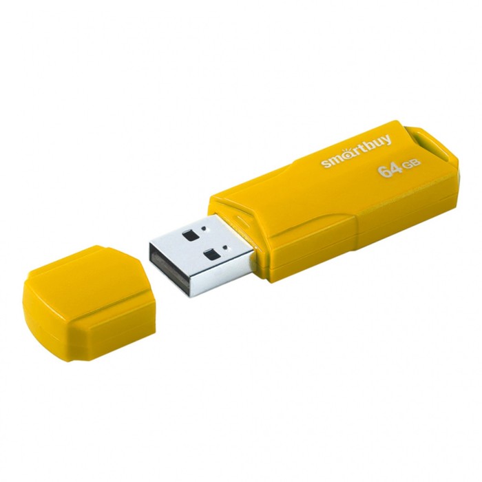 

Флешка Smartbuy 64GBCLU-Y, 64 Гб, USB2.0, чт до 25 Мб/с, зап до 15 Мб/с, Yellow