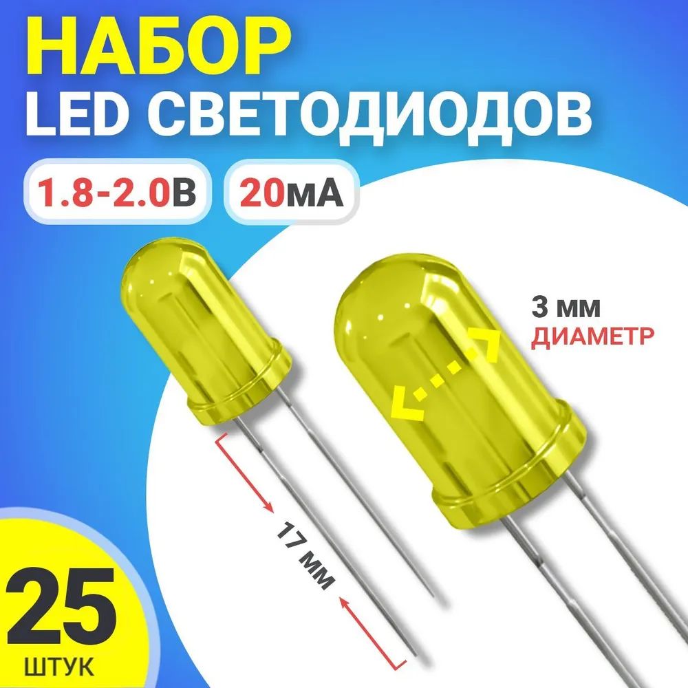 

Светодиод GSMIN SL4, Желтый, 25шт., SL4