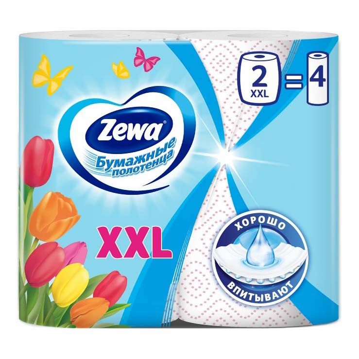 

Бумажные полотенца Zewa XXL Декор 2 слоя 2 рулона, Белый