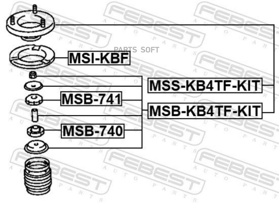 

FEBEST MSB-KB4TF-KIT Втулка пер.аморт.к-кт MITSUBISHI PAJERO/MONTERO SPORT 07.08-08.15 1шт