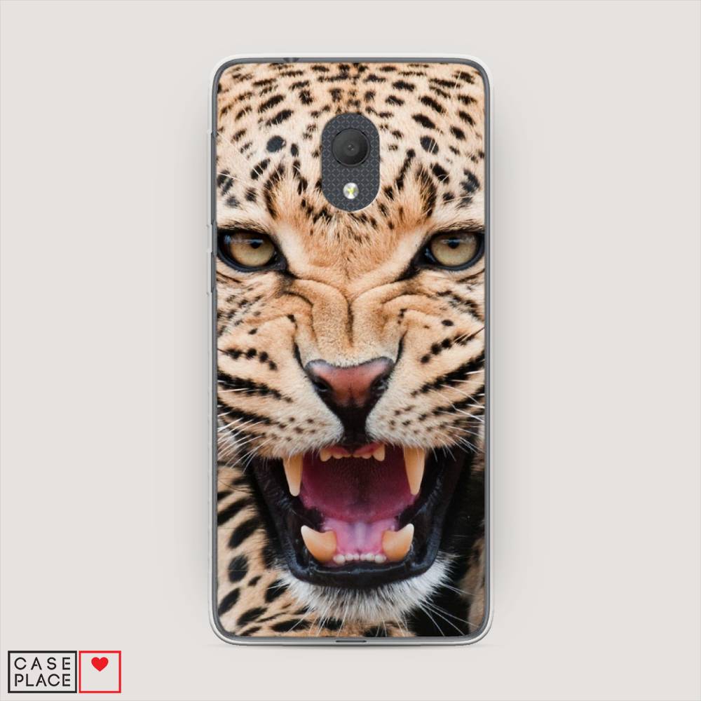 

Чехол на Alcatel 1C 5003D (2019) "Леопард 3d", Бежевый;черный, 170650-6