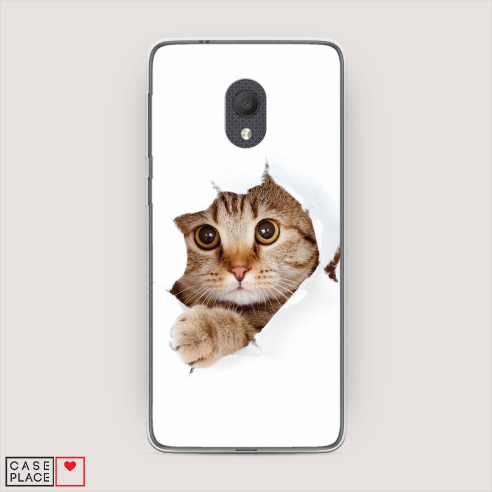 

Чехол на Alcatel 1C 5003D (2019) "Кот и бумага", Белый;коричневый, 170650-1