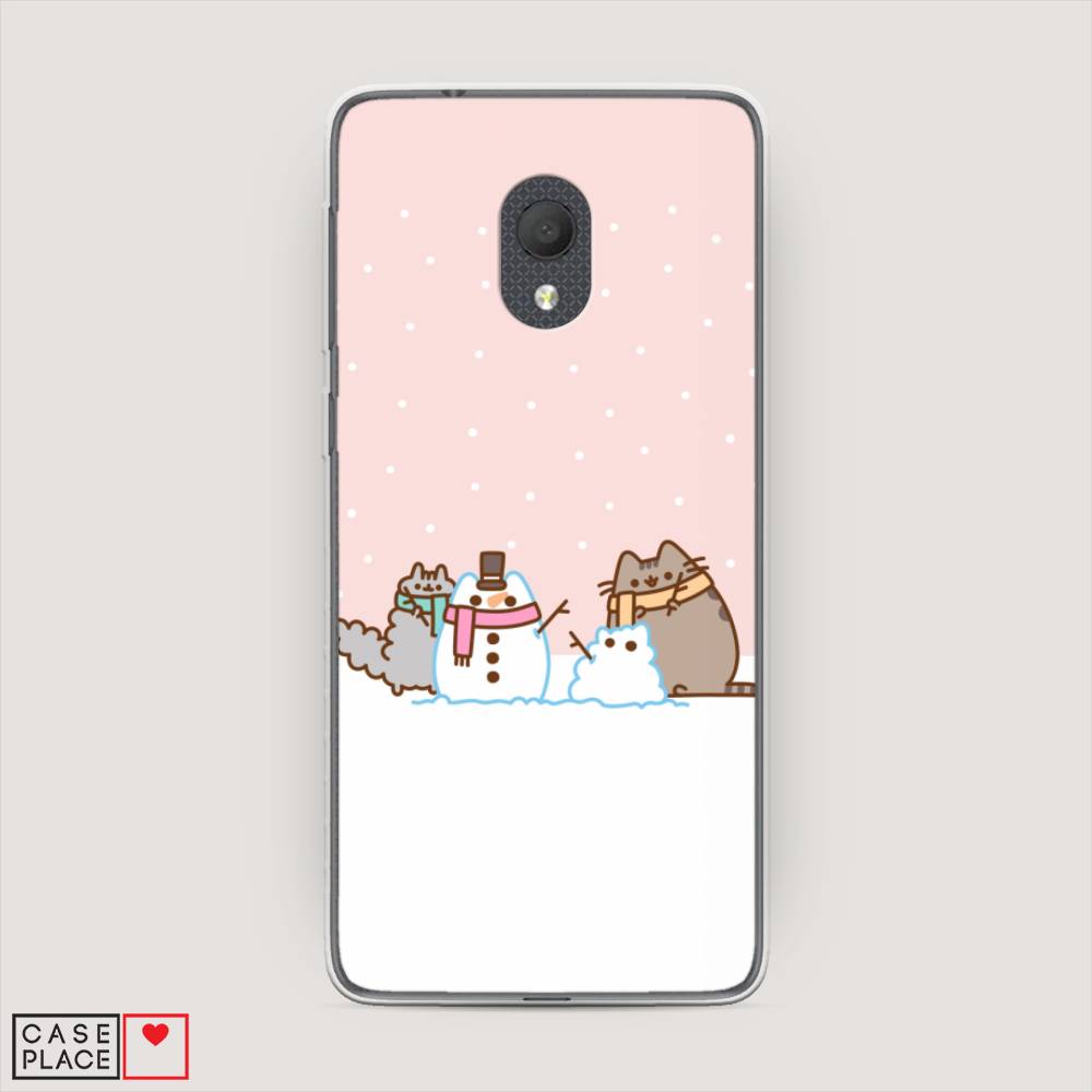

Чехол на Alcatel 1C 5003D (2019) "Котики в снегу", Розовый;белый;серый, 170650-5