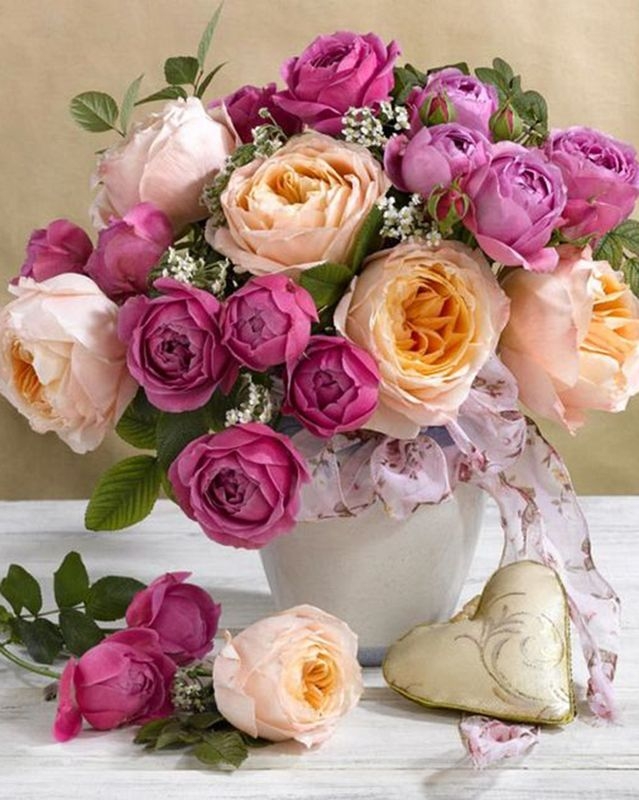 

Картина по номерам , Цветы: Розы и сердце, 40х50см, VA-1205